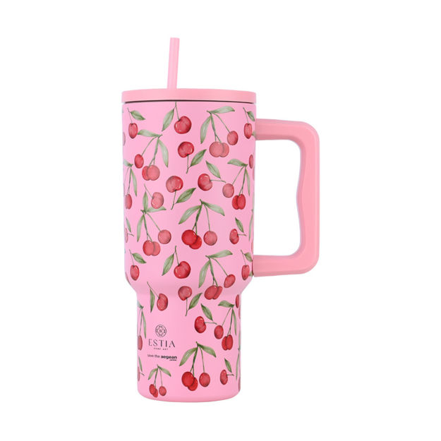 Εικόνα της ΘΕΡΜΟΣ STRAW TUMBLER XL SAVE THE AEGEAN 900ml CHERRY ROSE