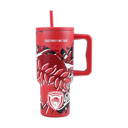 Εικόνα της ΘΕΡΜΟΣ STRAW TUMBLER XL OLYMPIACOS BC EDITION TOGETHER WE FIGHT 900ml