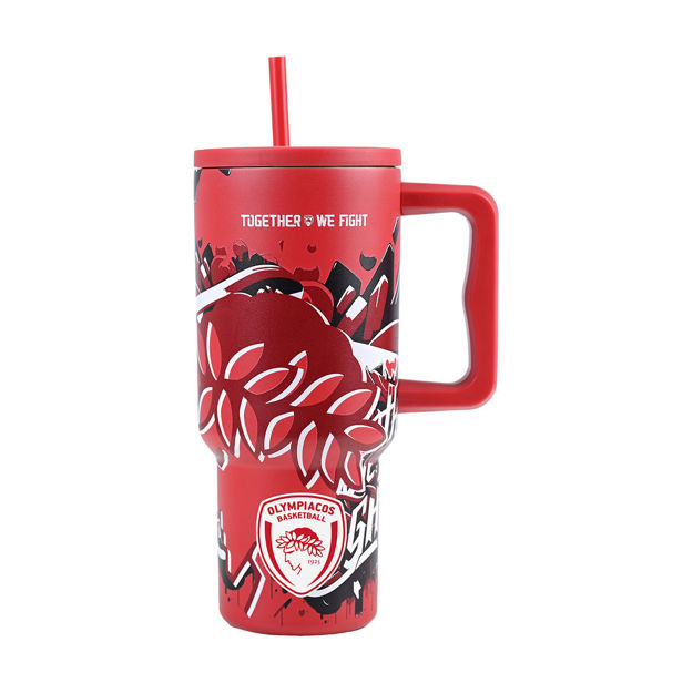 Εικόνα της ΘΕΡΜΟΣ STRAW TUMBLER XL OLYMPIACOS BC EDITION TOGETHER WE FIGHT 900ml