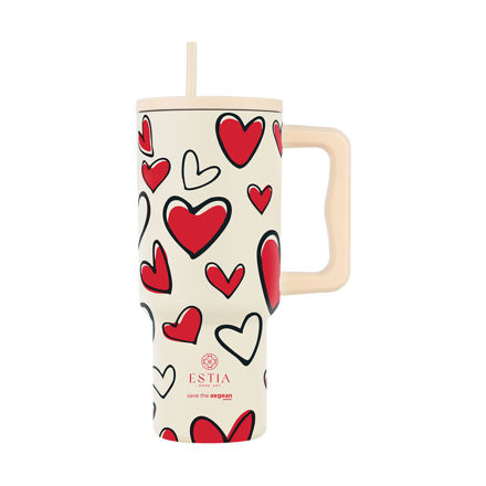 Εικόνα της ΘΕΡΜΟΣ STRAW TUMBLER XL SAVE THE AEGEAN 900ml RED VALENTINE