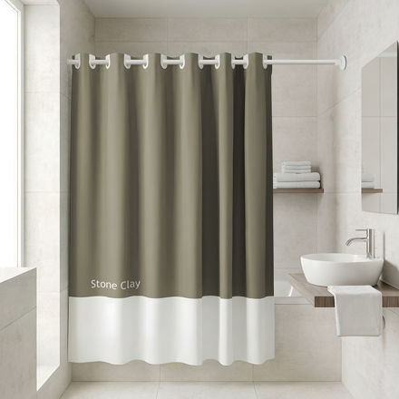 Εικόνα της ΚΟΥΡΤΙΝΑ ΜΠΑΝΙΟΥ ΑΔΙΑΒΡΟΧΗ ΠΟΛΥΕΣΤΕΡΙΚΗ TONE LAB 180x194cm STONE CLAY